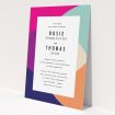 A personalised wedding invitation design titled "Concentric". It is an A5 invite in a portrait orientation. "Concentric" is available as a flat invite, with tones of white and pink.