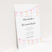 A personalised wedding invitation template titled "In a jar". It is an A5 invite in a portrait orientation. "In a jar" is available as a flat invite, with tones of white and orange.