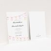 A personalised wedding invitation template titled "In a jar". It is an A5 invite in a portrait orientation. "In a jar" is available as a flat invite, with tones of white and orange.