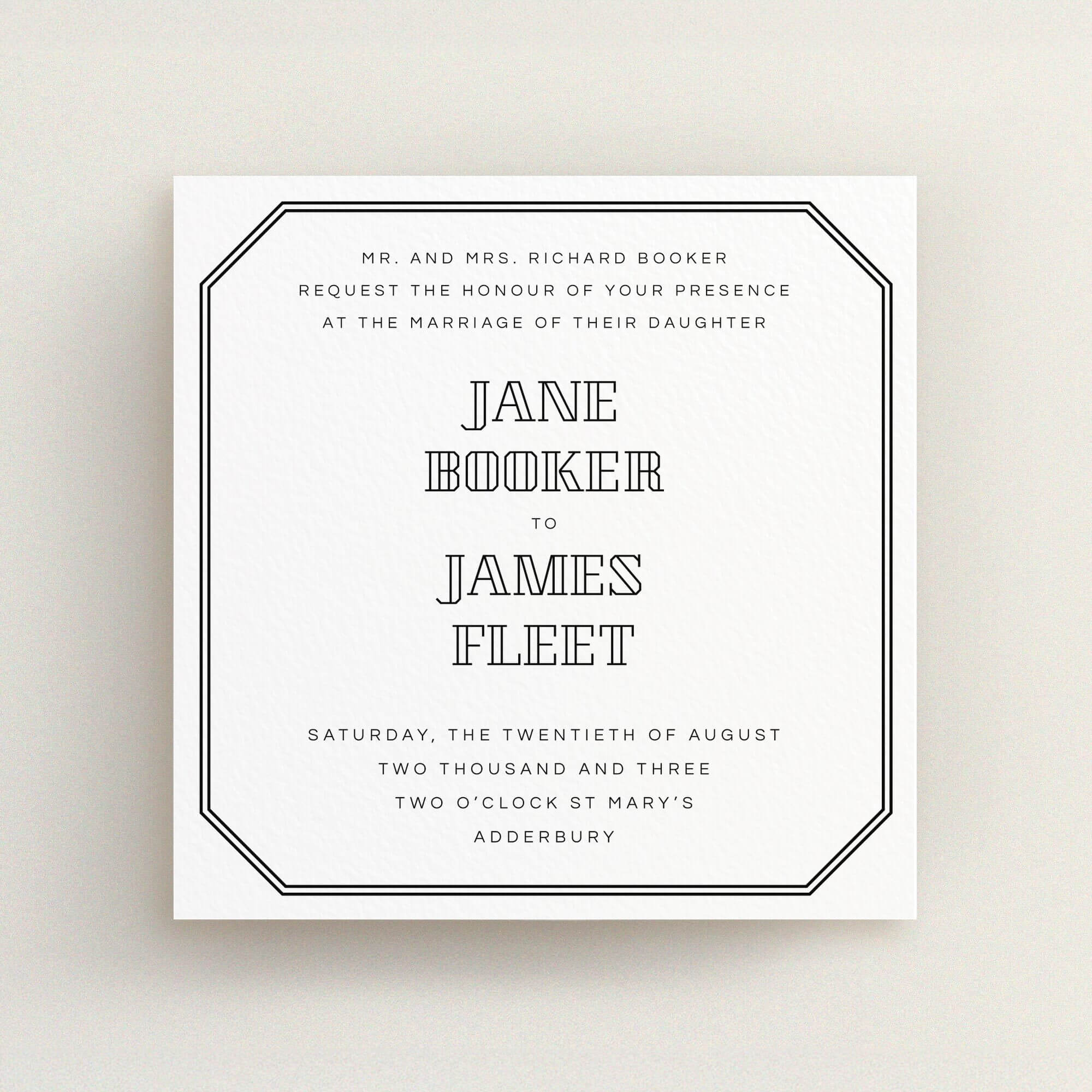 Invitation Break Line In between the lines square in Personalised Wedding Invitation Cards