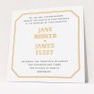 A personalised wedding invitation called "In between the lines square". It is a square (148mm x 148mm) invite in a square orientation. "In between the lines square" is available as a flat invite, with tones of orange and white.