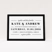 A personalised wedding invitation design called "Lines with a thick border". It is an A5 invite in a landscape orientation. "Lines with a thick border" is available as a flat invite, with tones of black and white.