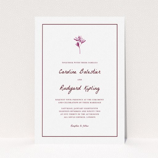 A personalised wedding invitation design titled "My little daisy". It is an A5 invite in a portrait orientation. "My little daisy" is available as a flat invite, with mainly white colouring.