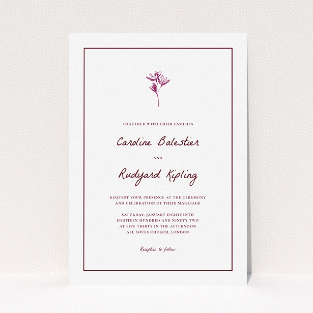 A personalised wedding invitation design titled "My little daisy". It is an A5 invite in a portrait orientation. "My little daisy" is available as a flat invite, with mainly white colouring.