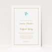 A personalised wedding invitation called "My little daisy". It is an A5 invite in a portrait orientation. "My little daisy" is available as a flat invite, with tones of white and green.