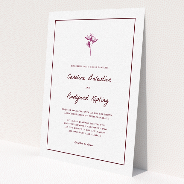 A personalised wedding invitation design titled 'My little daisy'. It is an A5 invite in a portrait orientation. 'My little daisy' is available as a flat invite, with mainly white colouring.