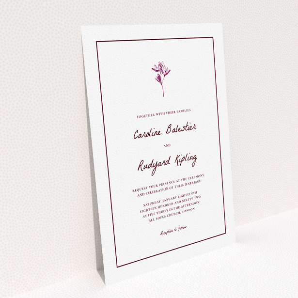 A personalised wedding invitation design titled "My little daisy". It is an A5 invite in a portrait orientation. "My little daisy" is available as a flat invite, with mainly white colouring.