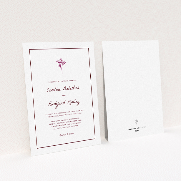 A personalised wedding invitation design titled "My little daisy". It is an A5 invite in a portrait orientation. "My little daisy" is available as a flat invite, with mainly white colouring.