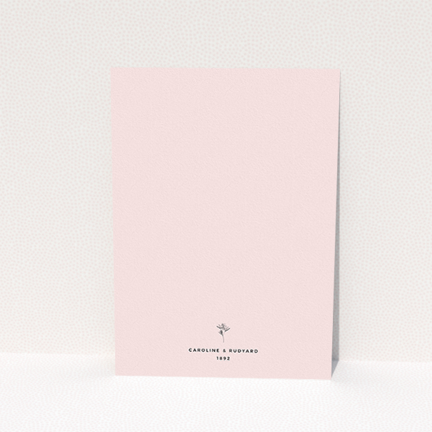 A personalised wedding invitation design called "My little daisy". It is an A5 invite in a portrait orientation. "My little daisy" is available as a flat invite, with tones of pink, red and navy blue.