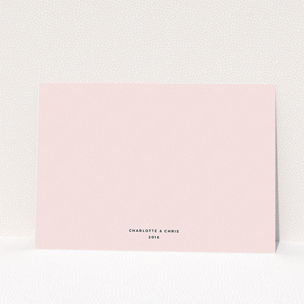 A personalised wedding invitation template titled "Nice and square". It is an A5 invite in a landscape orientation. "Nice and square" is available as a flat invite, with mainly pink colouring.