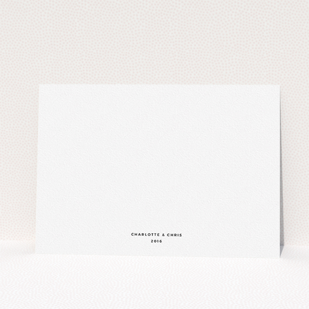 A personalised wedding invitation design called "Nice and square". It is an A5 invite in a landscape orientation. "Nice and square" is available as a flat invite, with mainly white colouring.
