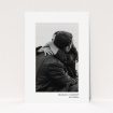 A personalised wedding invitation design called "Photo Centre". It is an A5 invite in a portrait orientation. It is a photographic personalised wedding invitation with room for 1 photo. "Photo Centre" is available as a flat invite, with tones of white and pink.