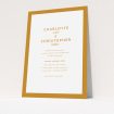 A personalised wedding invitation named "Script switch". It is an A5 invite in a portrait orientation. "Script switch" is available as a flat invite, with tones of orange and white.