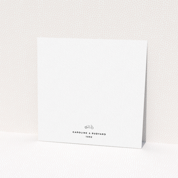 A personalised wedding invitation called "Tandem sheet". It is a square (148mm x 148mm) invite in a square orientation. "Tandem sheet" is available as a flat invite, with tones of white and orange.