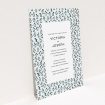 A personalised wedding invitation called "Tiny, Tiny Penguins". It is an A5 invite in a portrait orientation. "Tiny, Tiny Penguins" is available as a flat invite, with tones of blue and white.