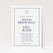 A personalised wedding invitation template titled "Wedding bands". It is an A5 invite in a portrait orientation. "Wedding bands" is available as a flat invite, with mainly white colouring.
