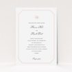 A personalised wedding invitation template titled "Wedding bells". It is an A5 invite in a portrait orientation. "Wedding bells" is available as a flat invite, with tones of pink and white.