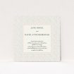 A personalised wedding invite named "A hint of confetti". It is a square (148mm x 148mm) invite in a square orientation. "A hint of confetti" is available as a flat invite, with tones of cream and red.