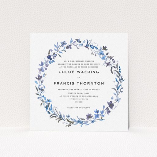 Watercolour Blue Floral Rustic Personalised Wedding Invitations 