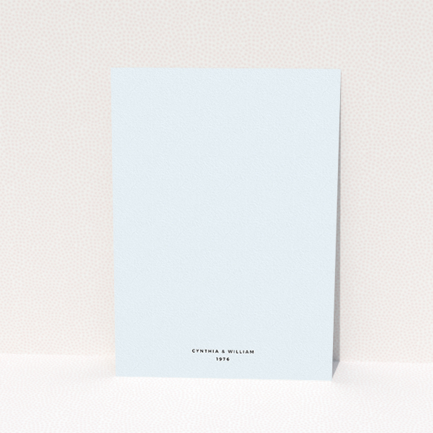 A personalised wedding invite called "Bullet point". It is an A5 invite in a portrait orientation. "Bullet point" is available as a flat invite, with mainly light blue colouring.