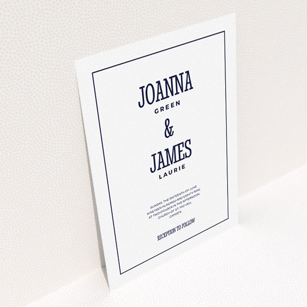A personalised wedding invite named "Fill the space". It is an A5 invite in a portrait orientation. "Fill the space" is available as a flat invite, with mainly white colouring.