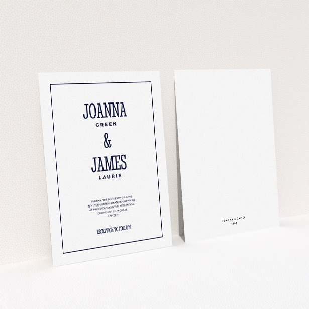 A personalised wedding invite named "Fill the space". It is an A5 invite in a portrait orientation. "Fill the space" is available as a flat invite, with mainly white colouring.
