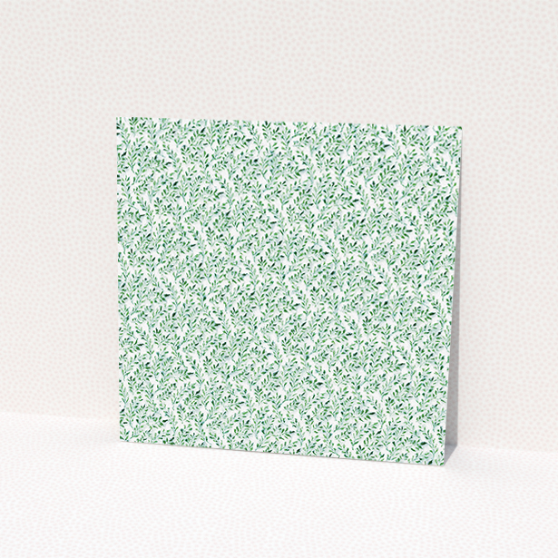A personalised wedding invite design called "From the hedge". It is a square (148mm x 148mm) invite in a square orientation. "From the hedge" is available as a flat invite, with mainly green colouring.