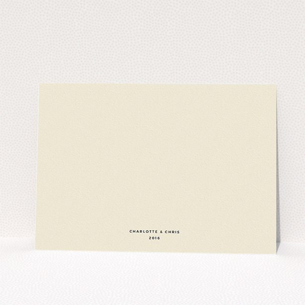 A personalised wedding invite named "Nice and square". It is an A5 invite in a landscape orientation. "Nice and square" is available as a flat invite, with mainly dark cream colouring.