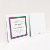 A personalised wedding invite design called "Simple Diagonal". It is a square (148mm x 148mm) invite in a square orientation. "Simple Diagonal" is available as a flat invite, with mainly green colouring.