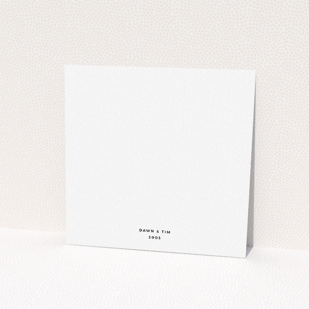 A personalised wedding invite design titled "Square slant". It is a square (148mm x 148mm) invite in a square orientation. "Square slant" is available as a flat invite, with mainly white colouring.