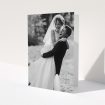 A photo wedding thank you card named "Full-page portrait". It is an A5 card in a portrait orientation. It is a photographic photo wedding thank you card with room for 1 photo. "Full-page portrait" is available as a folded card.