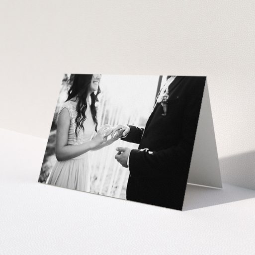 A photo wedding thank you card design titled 'Just a Landscape Thank You'. It is an A5 card in a landscape orientation. It is a photographic photo wedding thank you card with room for 1 photo. 'Just a Landscape Thank You' is available as a folded card.