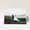 A photo wedding thank you card named "Rough but Simple Photo". It is an A5 card in a landscape orientation. It is a photographic photo wedding thank you card with room for 1 photo. "Rough but Simple Photo" is available as a folded card, with mainly white colouring.