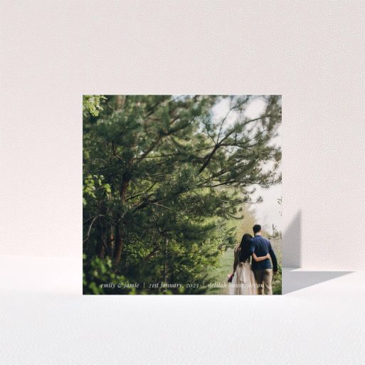 Photo Wedding Thank You Card Design - "Simple Wedding Thanks" A photo wedding thank you card template titled "Simple Wedding Thanks". It is a square (148mm x 148mm) card in a square orientation. It is a photographic photo wedding thank you card with room for 1 photo. "Simple Wedding Thanks" is available as a folded card, with mainly white colouring.