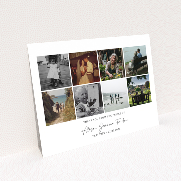 Landscape funeral thank you card design with no photos on the back page