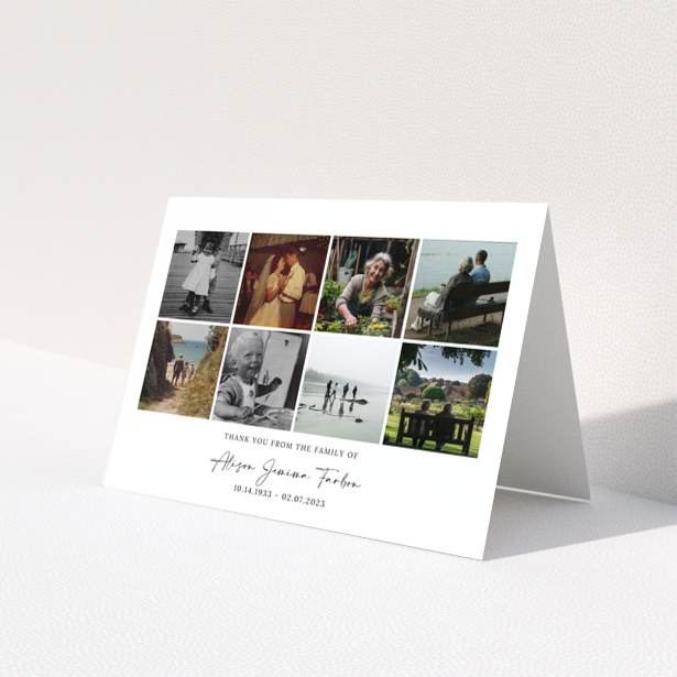 Funeral thank you card design with eight photos