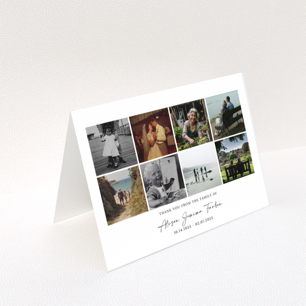 Funeral thank you card design with eight photos