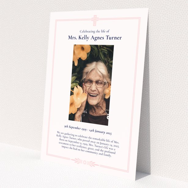 Funeral announcement design with one photo of a person