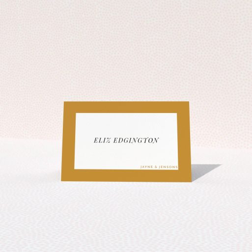 Place Setting Card Design - "Big Copper" A place setting card design called "Big Copper". It is an 85 x 55mm card in a landscape orientation. "Big Copper" is available as a folded card, with mainly dark orange colouring.