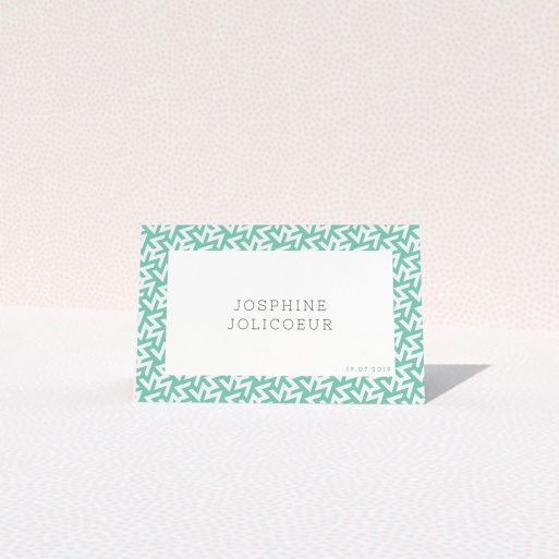 Place Setting Card Design - "Born in the 80s" A place setting card design called "Born in the 80s". It is an 85 x 55mm card in a landscape orientation. "Born in the 80s" is available as a folded card, with tones of green and white.
