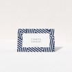 A place setting card called "Diamond scratch". It is an 85 x 55mm card in a landscape orientation. "Diamond scratch" is available as a folded card, with tones of navy blue and white.