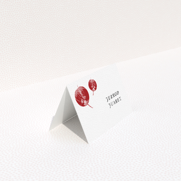A place setting card called "Shanghai Nights". It is an 85 x 55mm card in a landscape orientation. "Shanghai Nights" is available as a folded card, with tones of red and white.