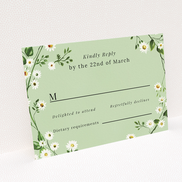 Primrose Garland RSVP Cards - Whimsical Wildflower Wedding Response Cards. This is a view of the back