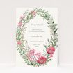 Protea Garland Wedding Invitation - A5 Size. This is a view of the front