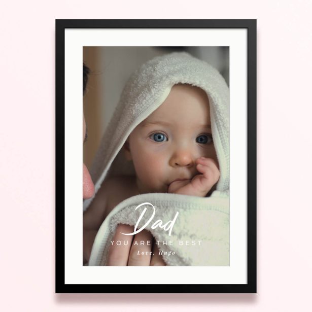 Framed and mounted photo print featuring one photo.