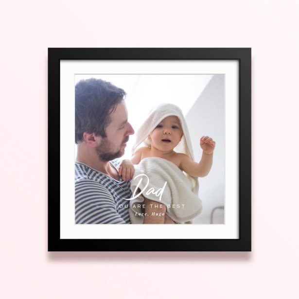 Framed and mounted photo print featuring one photo.