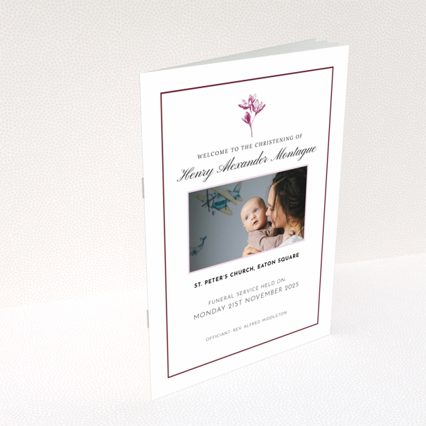 Christening order of service program back page design with text only, Portrait series