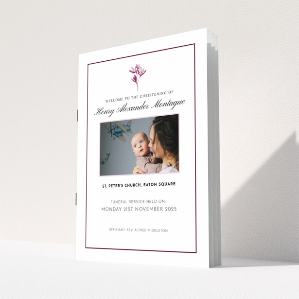 Christening order of service program back page design with text only, Portrait series