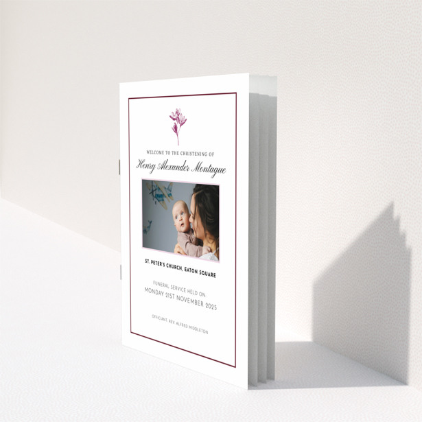 Christening order of service program back page design with text only, Portrait series