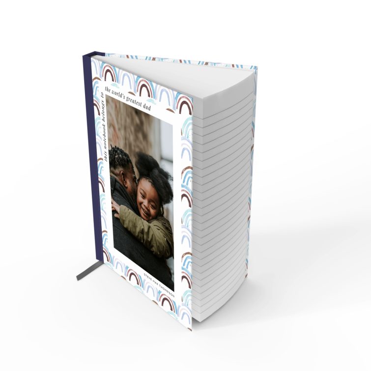 Colourful personalised notebooks design with one photo on the cover by Utterly Printable